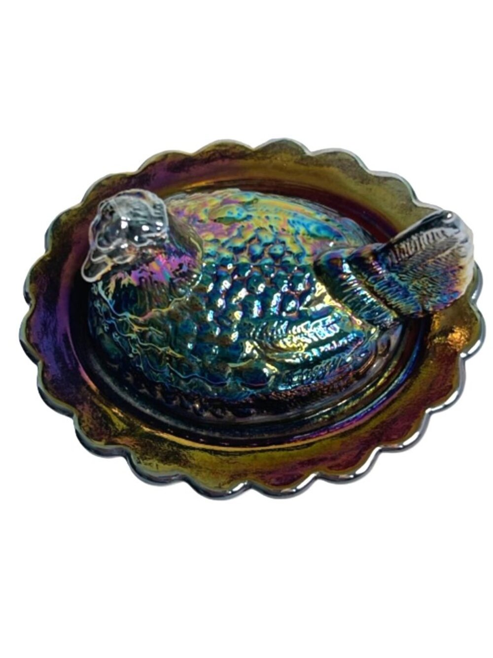 Vintage Mosser Glass Amethyst Miniature Hen on Nest Salt Cellar Underline M Mark